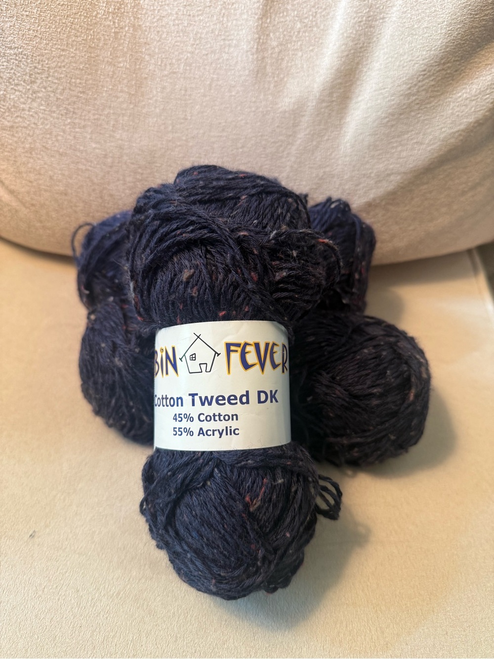 Yarn Cabin Fever Cotton Tweed DK Yarn in Navy Tweed